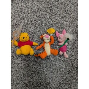 Rare VTG Gund Disney Pooh 100 Acres Collection Winnie Pooh Tigger Piglet 4.5"‎